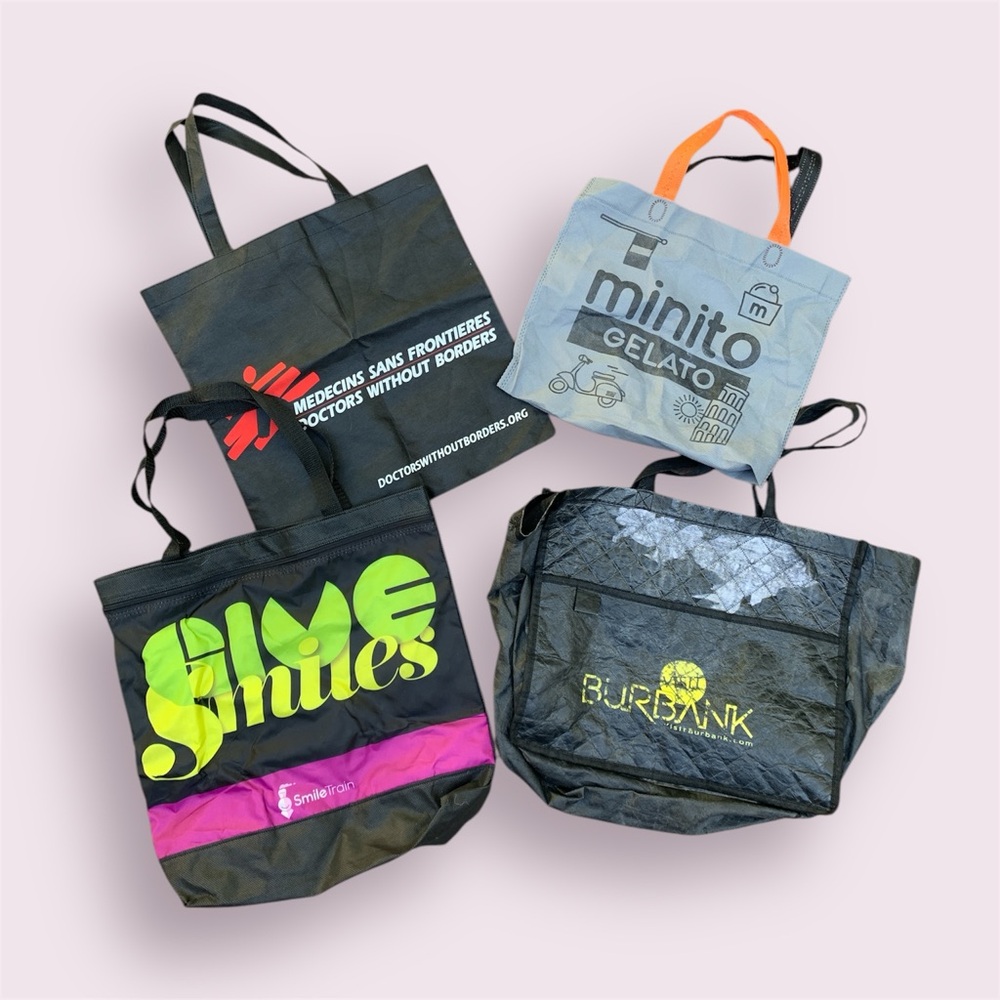 4 reusable bags totes